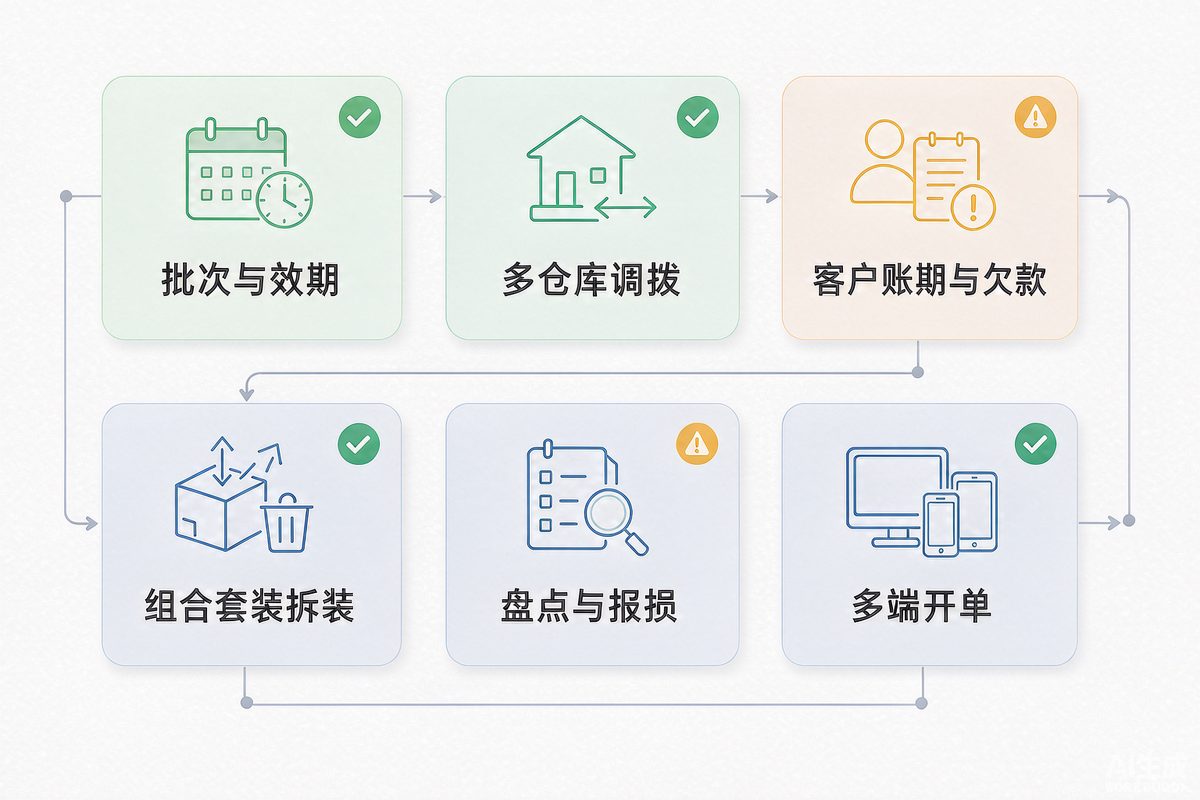 遥遥科技-云南专业开发团队 进销存六大易漏功能核对清单