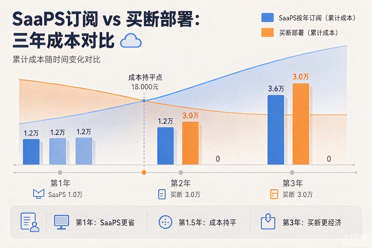 遥遥科技-云南专业开发团队 SaaS订阅与买断部署三年成本对比