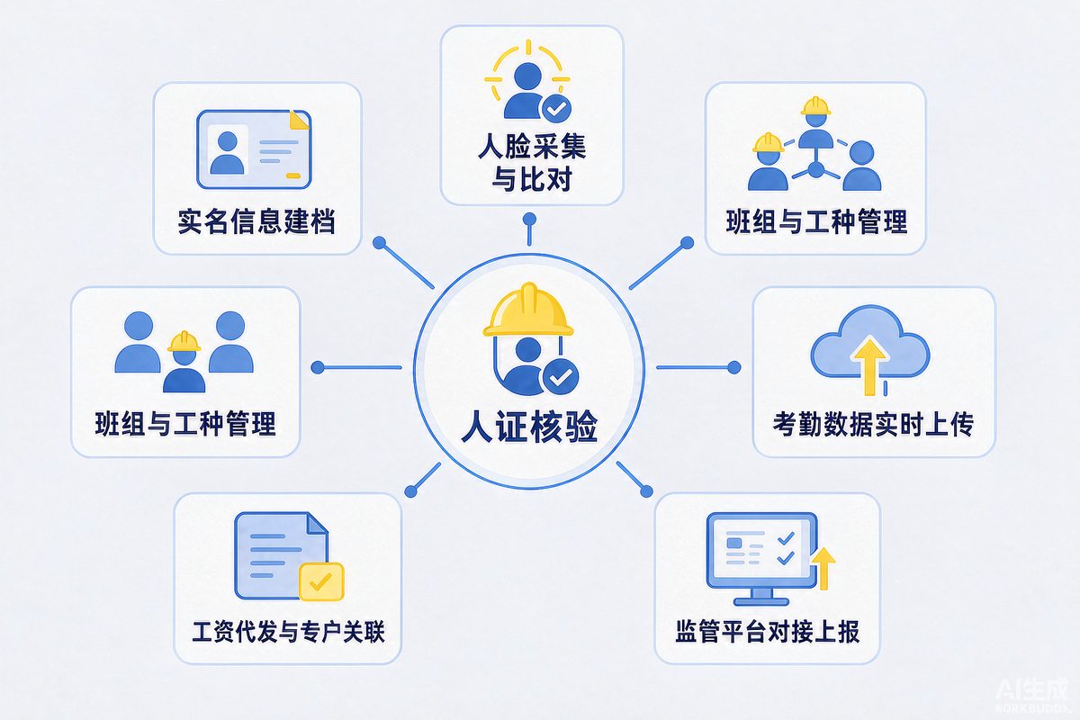 工地实名制考勤系统人证核验与数据上报功能结构
